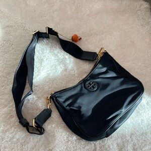 Tory Burch Black Crossbody Bag with Gold Accents